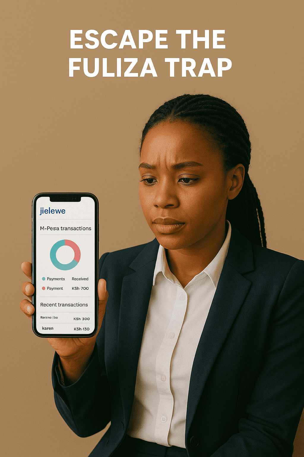 Kenyan mobile user checking Fuliza overdraft balance on M-Pesa.