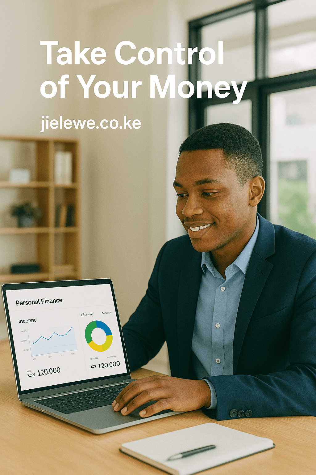 Kenyan man calculating loan repayments using a budgeting app like Jielewe to pay off debt faster