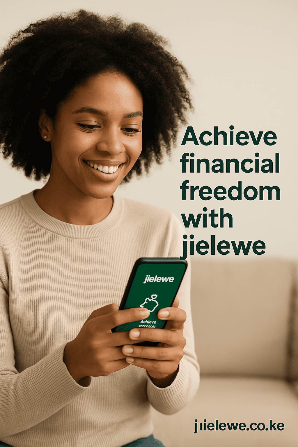 Person using Jielewe app to track income, expenses, and financial goals, improving money mindset and building wealth