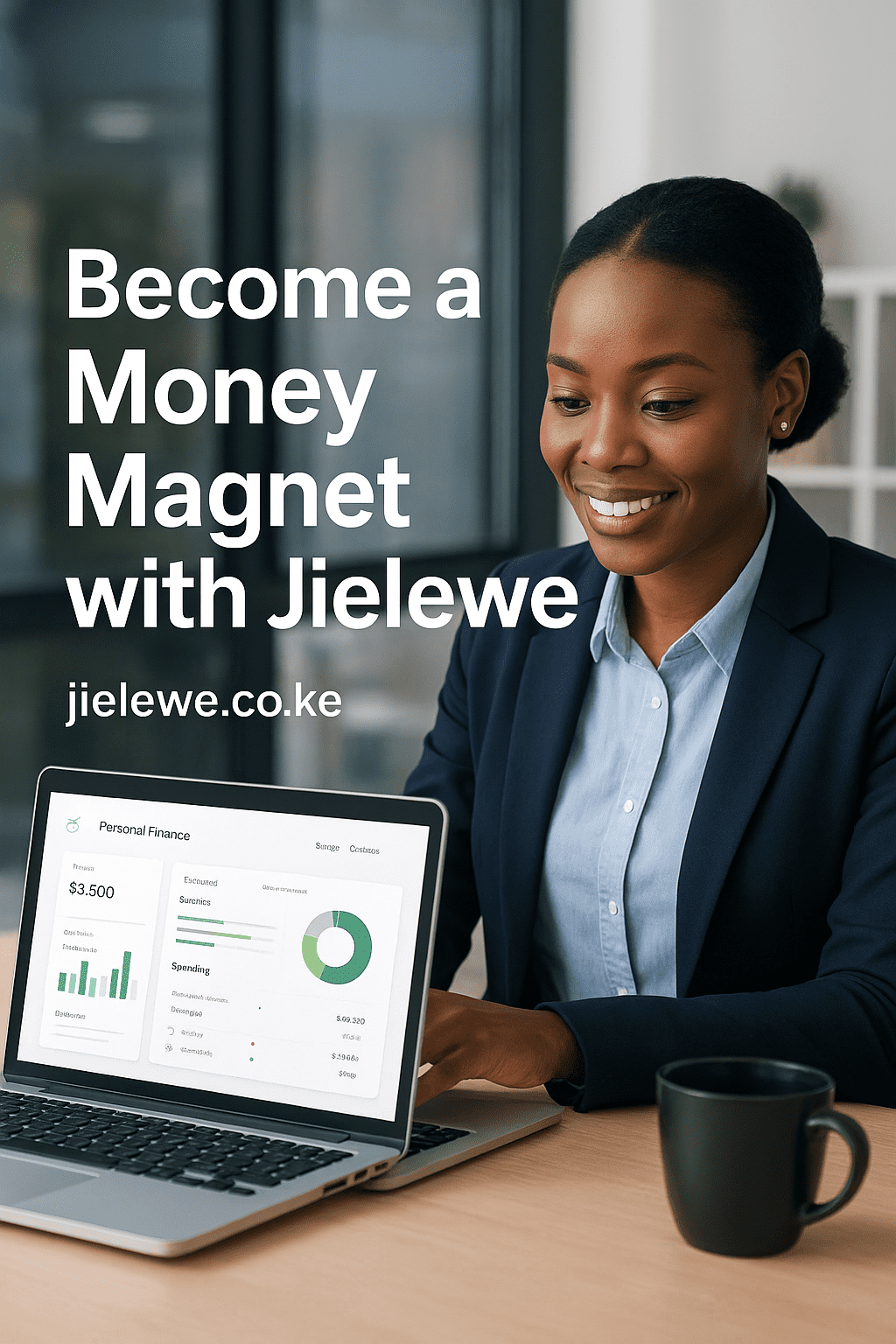 Person tracking income and expenses on Jielewe app, visualizing financial goals and budgeting for wealth building